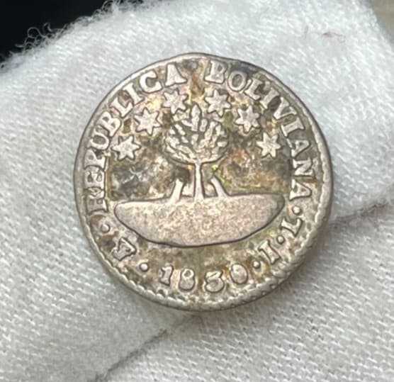 1830 Bolivia 1/2 Half Sol Silver Coin Great Condition