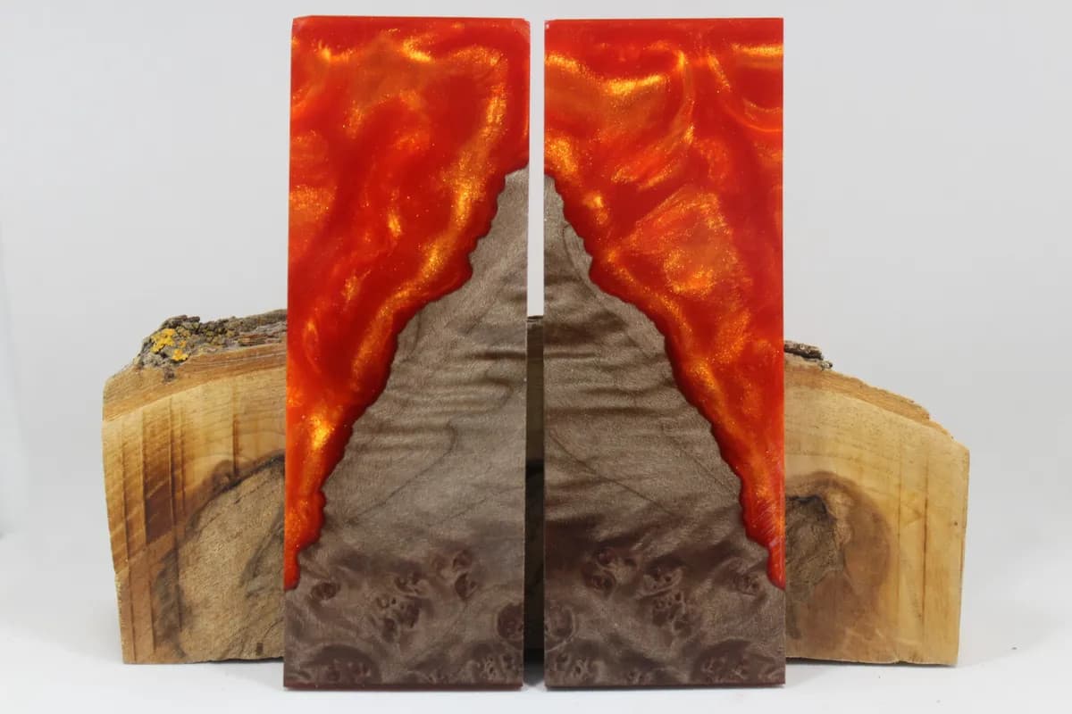 HYBRID STABILIZED MAPLE ORANGE CUSTOM COMPOSITE KNIFE HANDLE MATERIAL (7920)