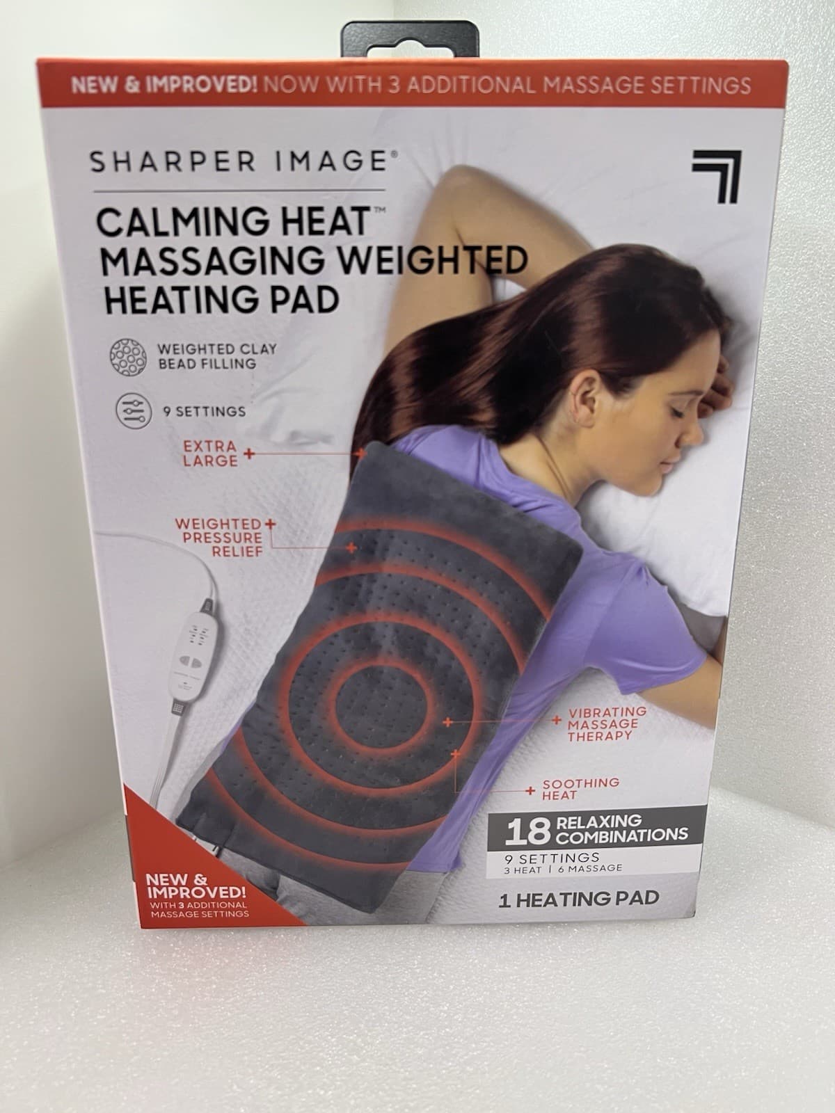 New Sharper Image Calming Heat Massaging Weighted Heating Pad