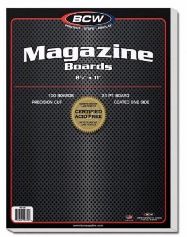 100 BCW Magazine Backing Boards 24 Pt. Precision Cut 8 1/2 x 11 Acid Free NEW