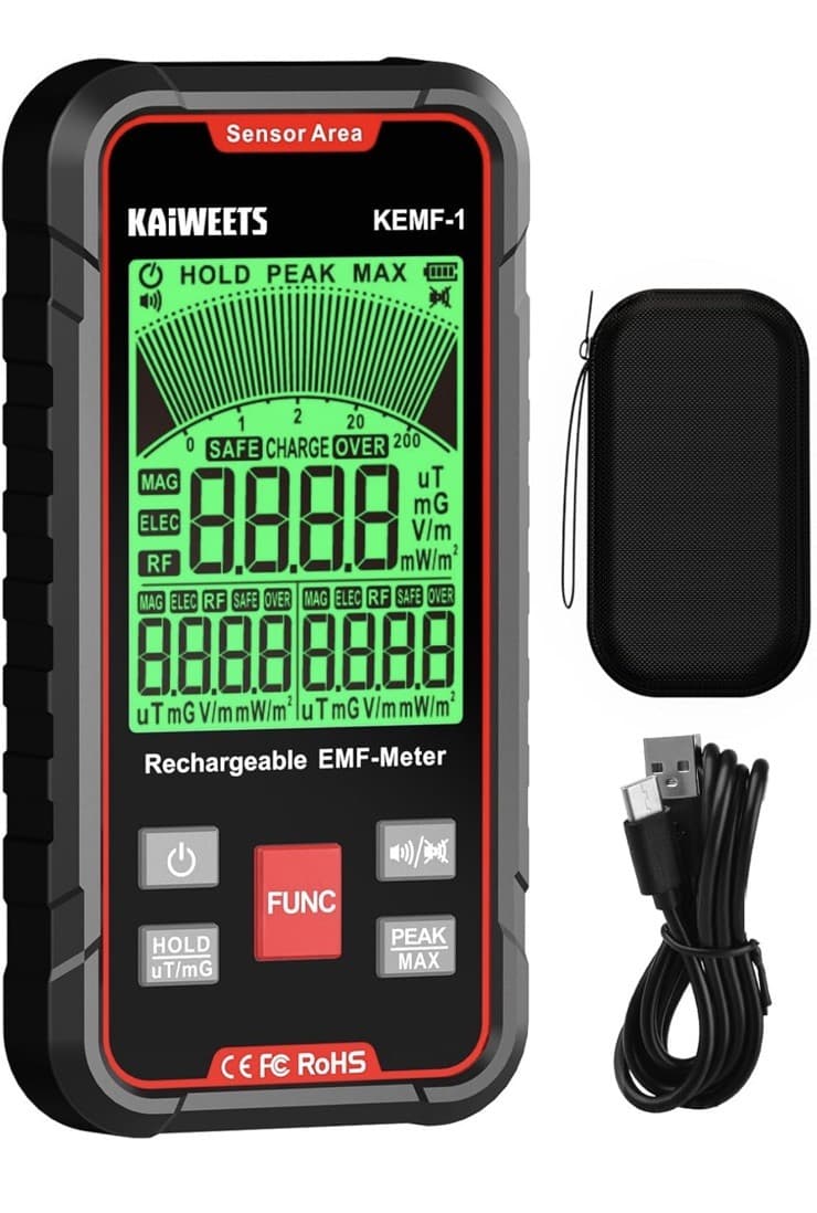 EMF Detector, 3-in-1 Handheld EMF Meter Detects EF, RF, MF, WiFi Signal, Rech...