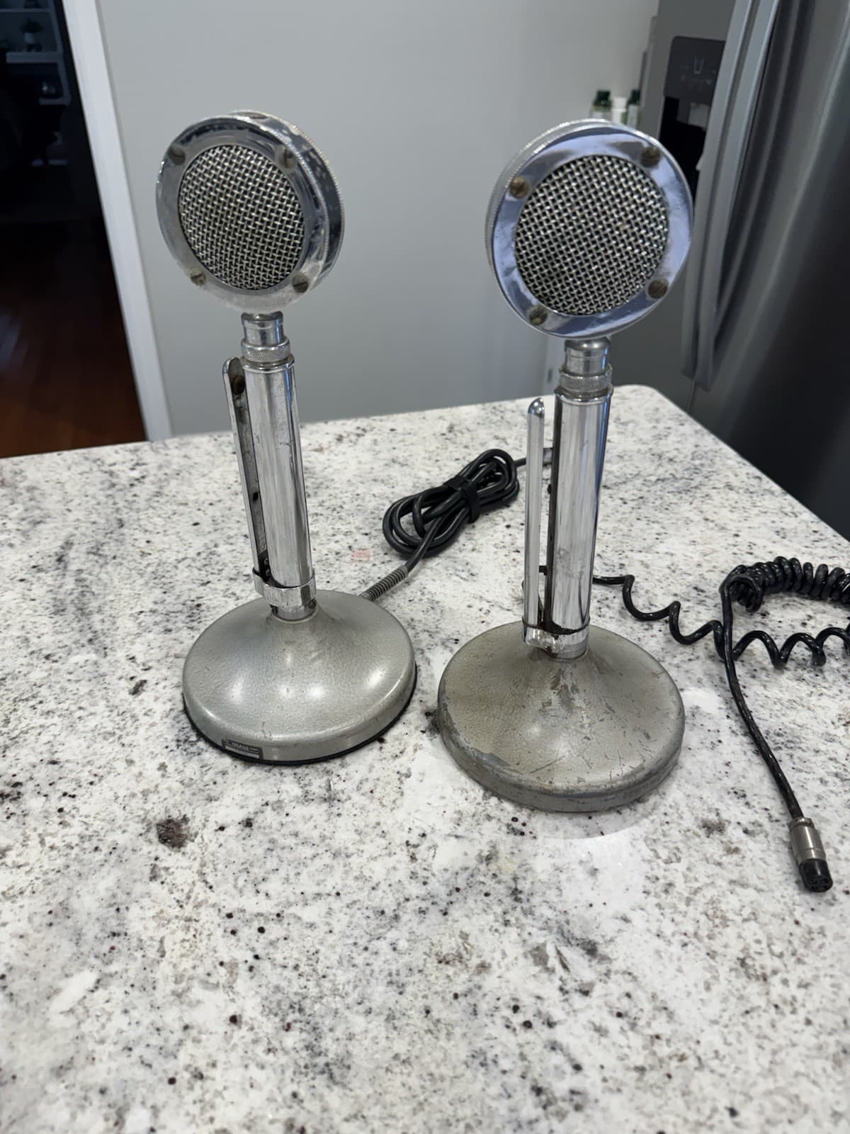 Pair of Vintage Astatic D-104 Lollipop Mic Microphone with UG8 Stand - Untested