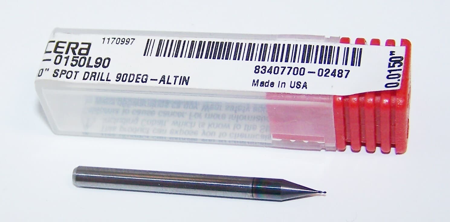.015" MICRO SPOT DRILL 90 DEGREE CARBIDE ALTIN KYOCERA 080-0150L90
