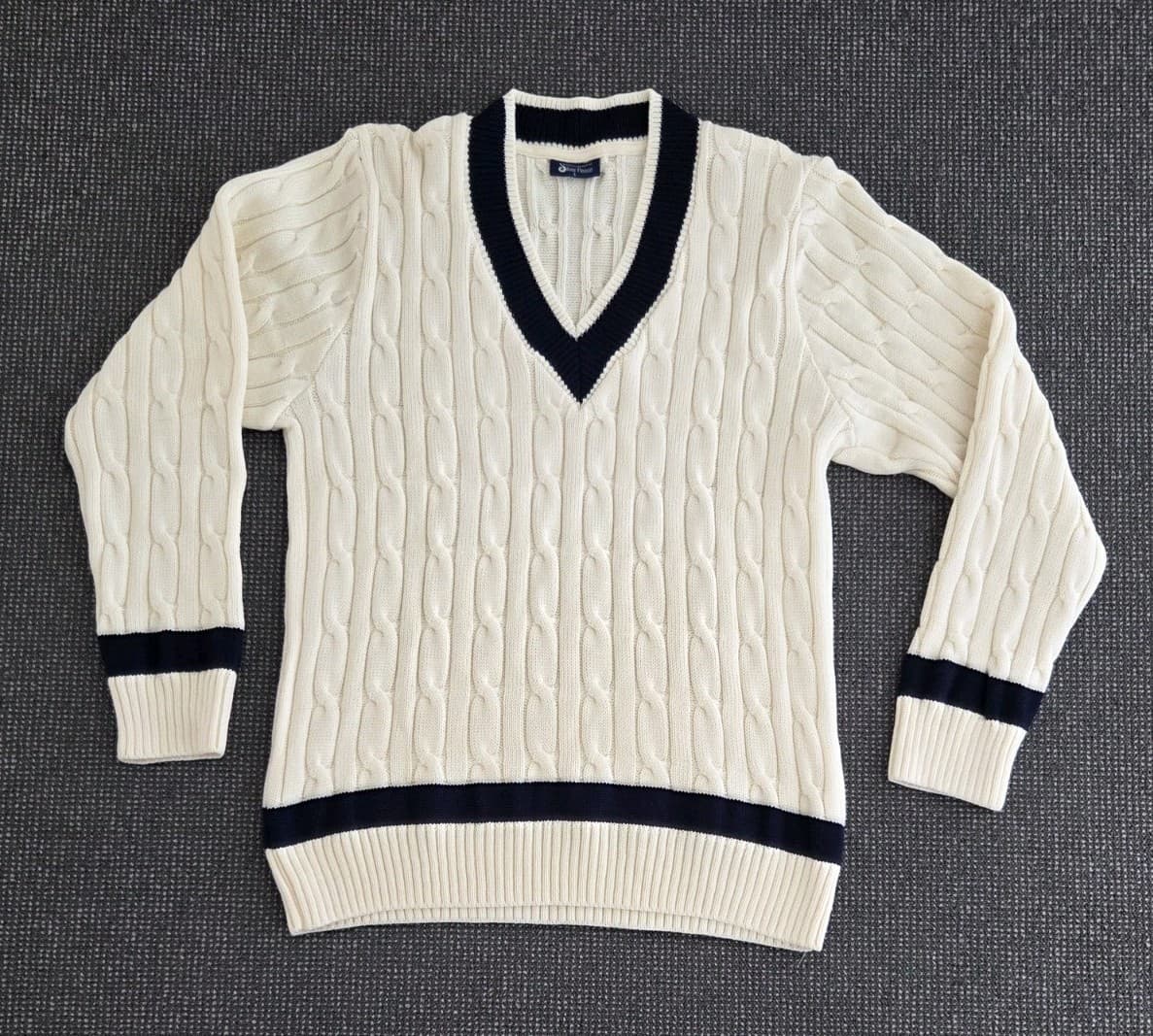 🔶️VINTAGE SILVER FLEECE MENS L/SLEEVE SIZE L CRICKET JUMPER POLO TENNIS SWEATER