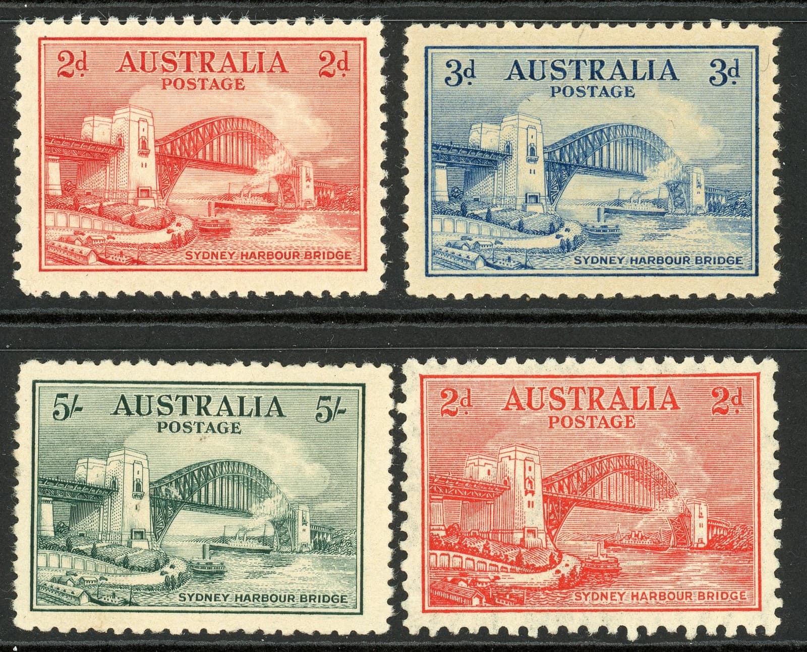 Australia 1932 SG.141-144 U/M toned gum