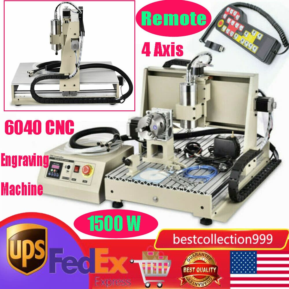 1500W USB 4 Axis CNC 6040Z Router Engraving Carving Milling Machine & Controller