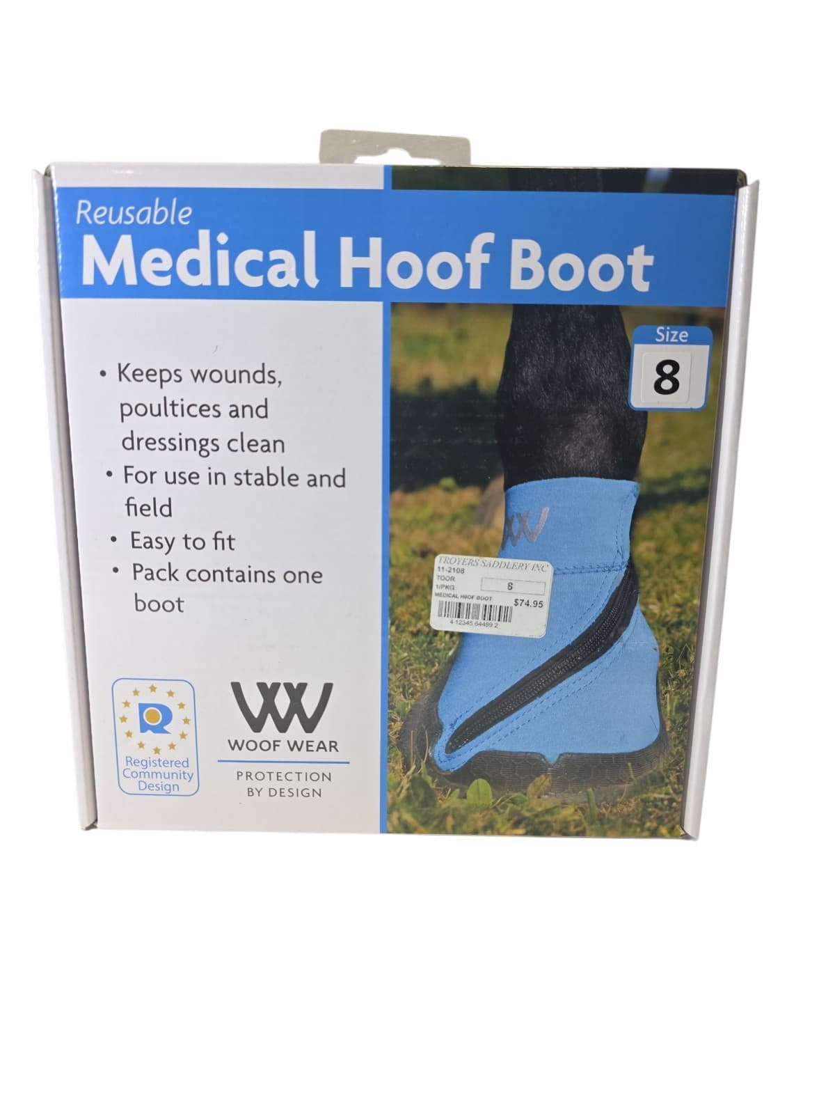 Woof Wear Reusable Medical Hoof Boot-Blue Size 8