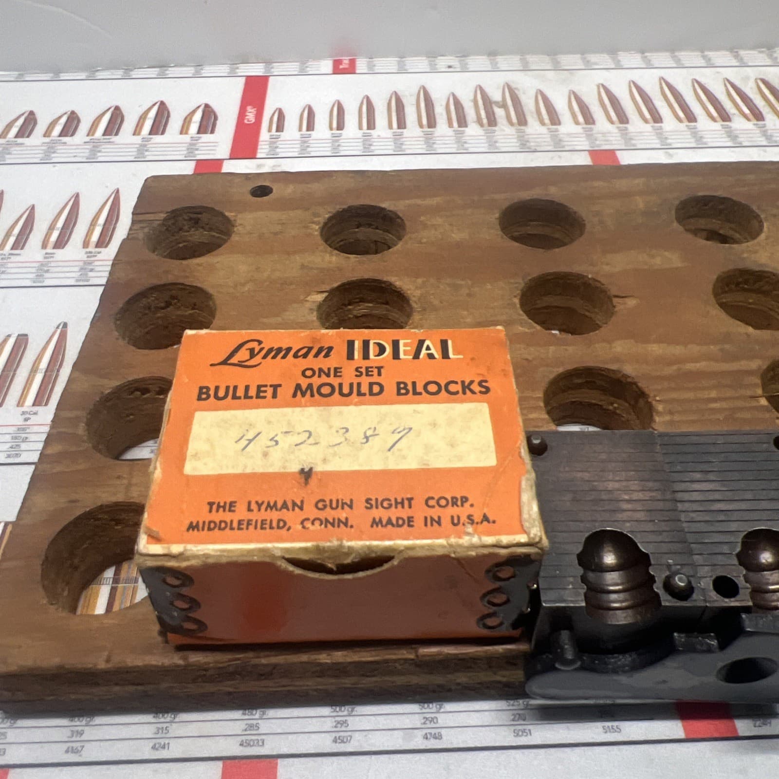 LYMAN IDEAL SINGLE CAVITY BULLET MOLD #452389 45 ACP 185 GR & BOX RARE