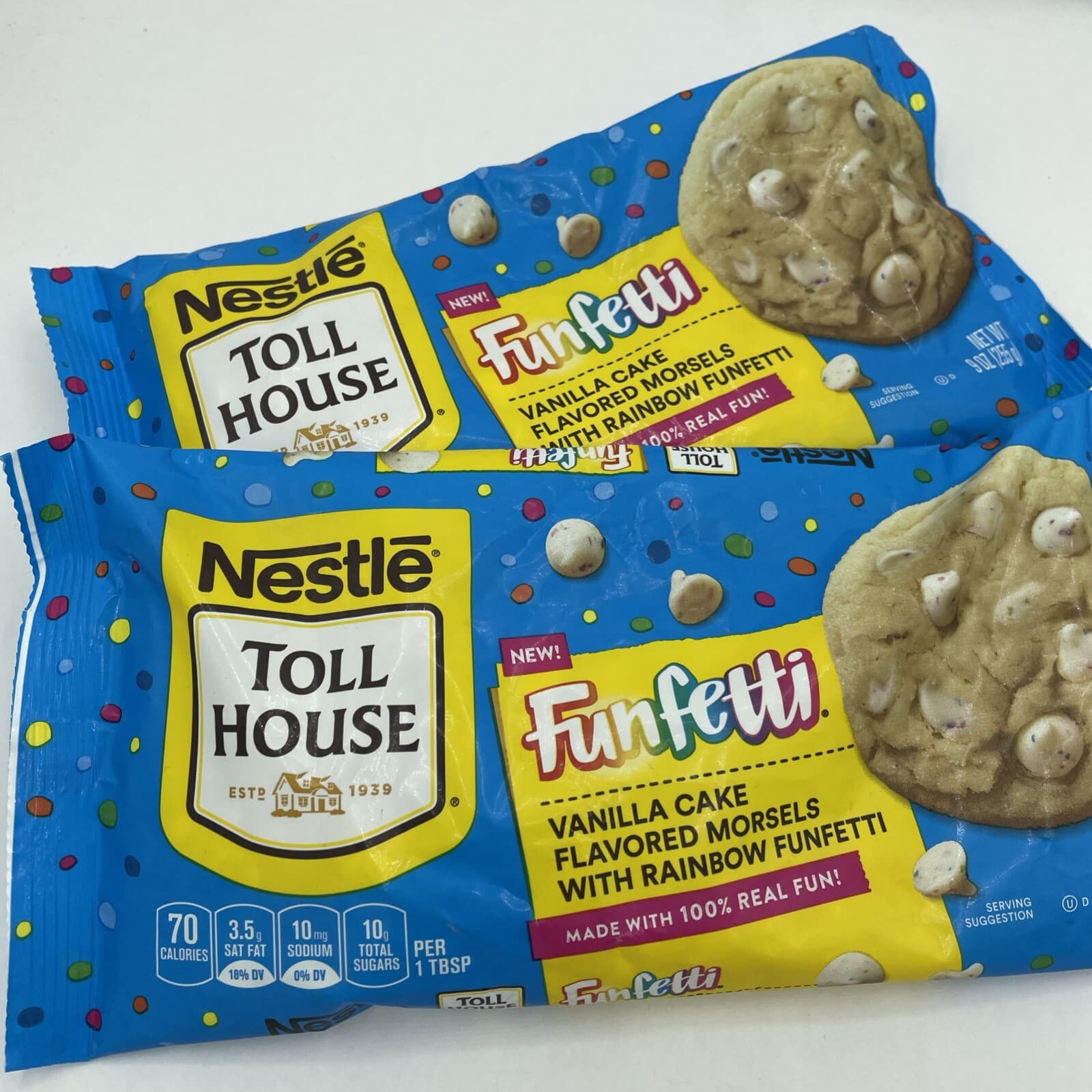 2x Nestle Toll House FUNFETTI Morsels Vanilla Baking Chips 9 oz Bag - 2 PACK