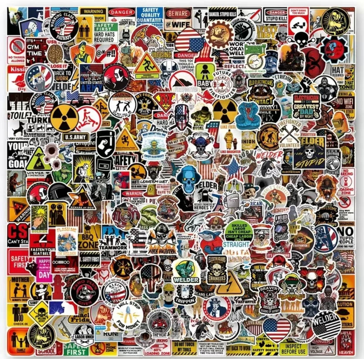 150pcs Funny Hard Hat Stickers For Tool Box Helmet Vinyl Decals for Men Lot Bomb