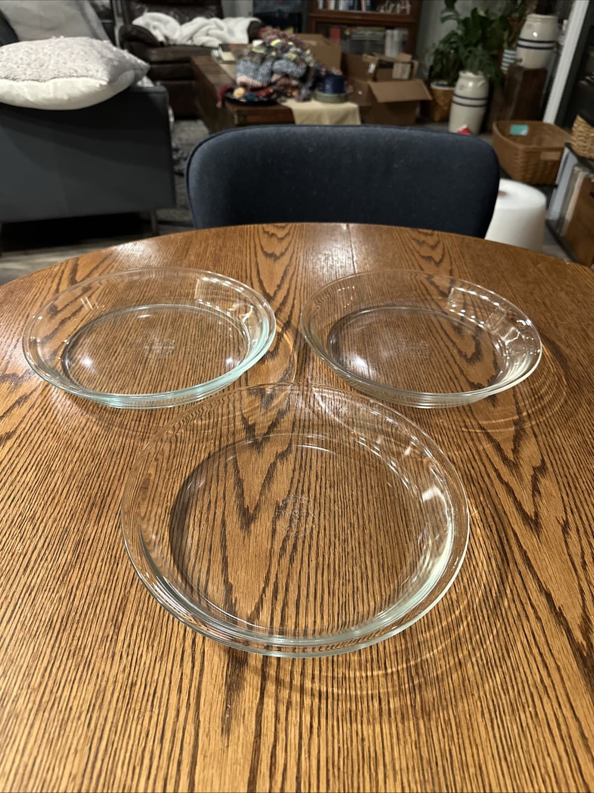 Pyrex Glass Pie Plate 209 Baking Dish Pan 9 inch Clear Vintage Set Of 3