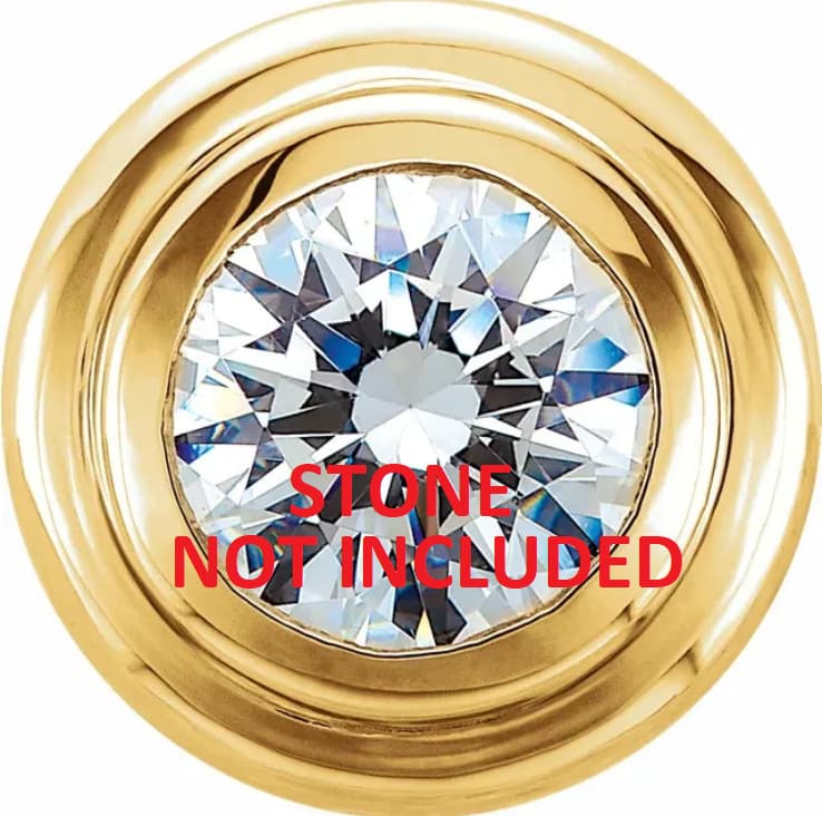 6.2mm 9/10ct Solid 14k Yellow Gold Round Bezel SLIDE PENDANT Mounting Setting US