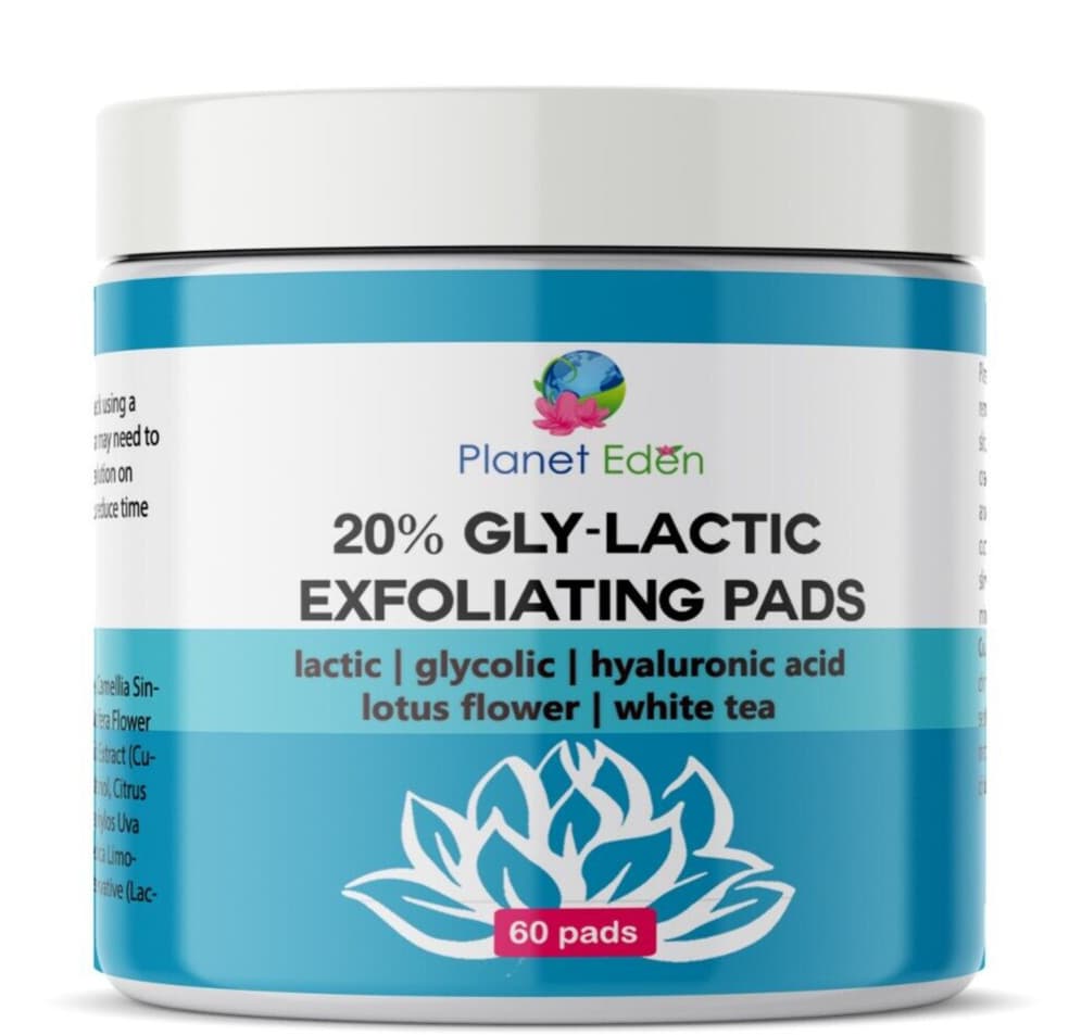 Planet Eden 20% Gly-Lactic Glycolic & Lactic Acid Skin Peel Exfoliating Pads 60