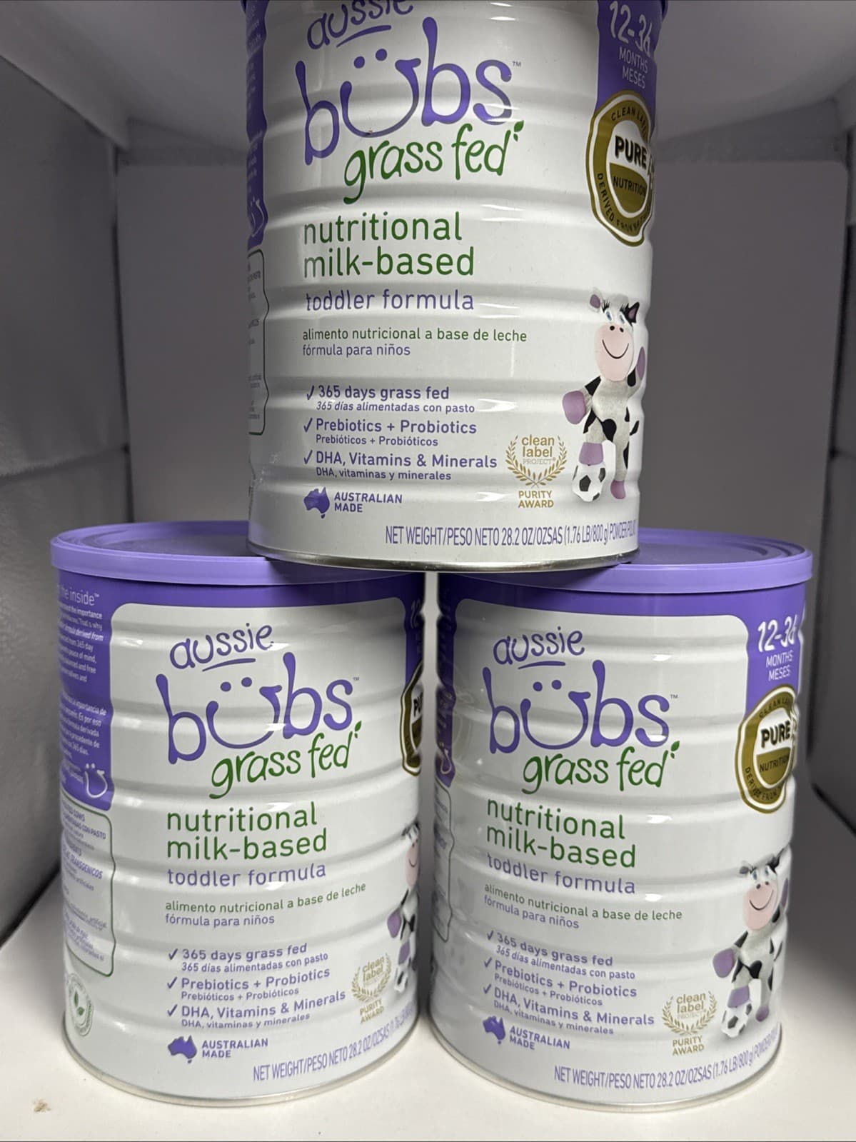 3x Aussie Bubs Grass-Fed Nutritional Milk Toddler Drink -28.2 oz Powder 12/25