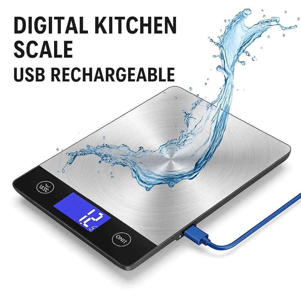 Digital Food Scale 33lb Kitchen Weight Scale USB Rechargeable Stainless Steel