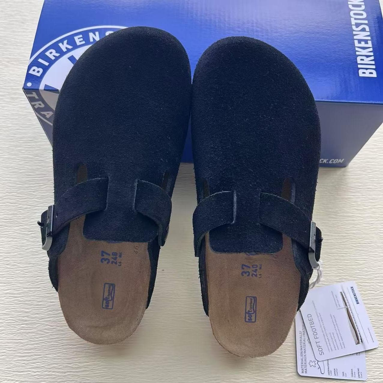 New Birkenstock Boston Clogs Black Suede Soft Footbed Unisex Shoes Size EU 37-45