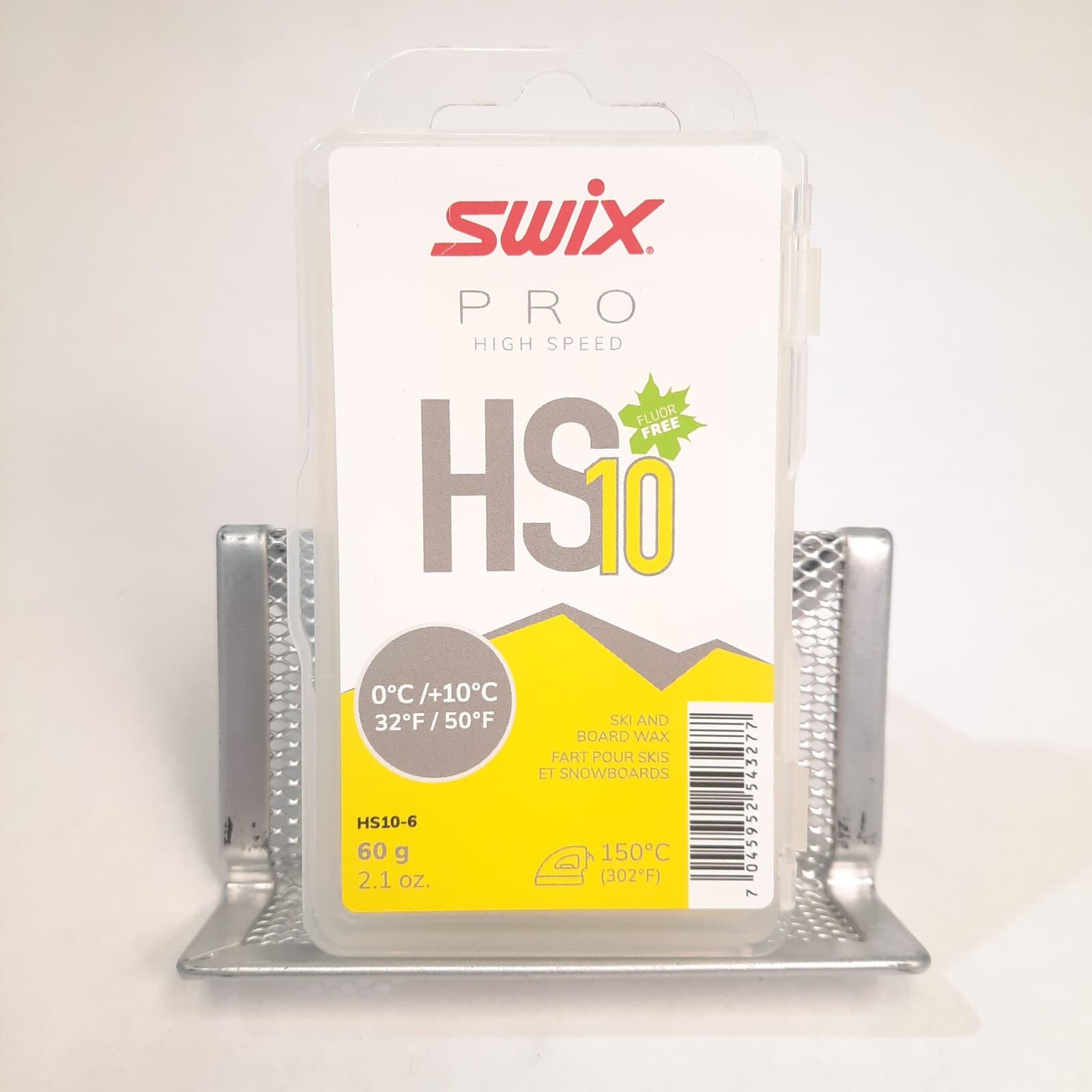 Swix HS10 Yellow Hard Glide Wax for XC Downhill Skis Snowboards, 0C/+10C, 60g