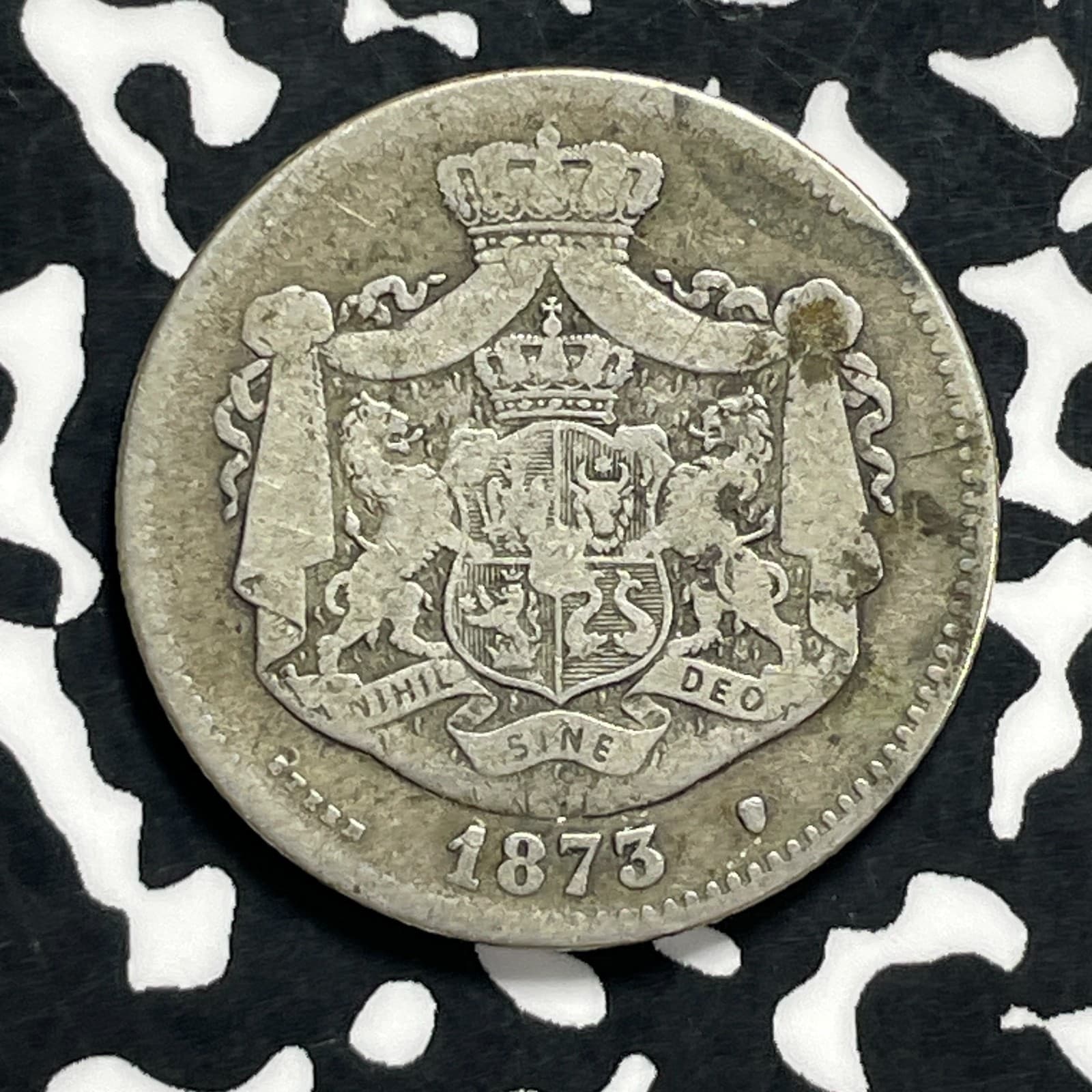 1873 Romania 2 Lei Lot#JM9978 Silver! Scarce!