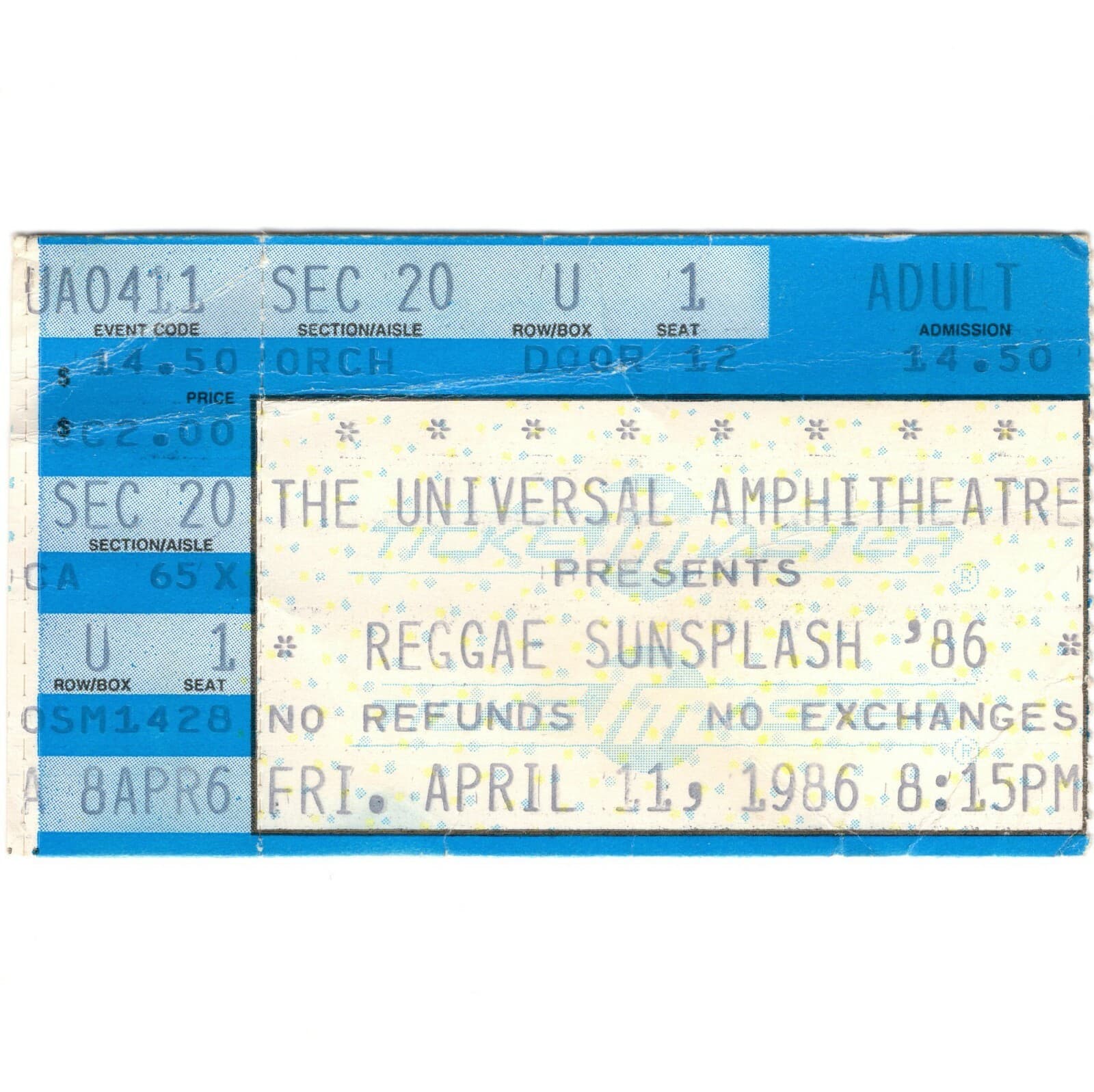 BLACK UHURU JUDY MOWATT MIGHTY DIAMONDS Concert Ticket Stub LA CA 4/11/86 REGGAE