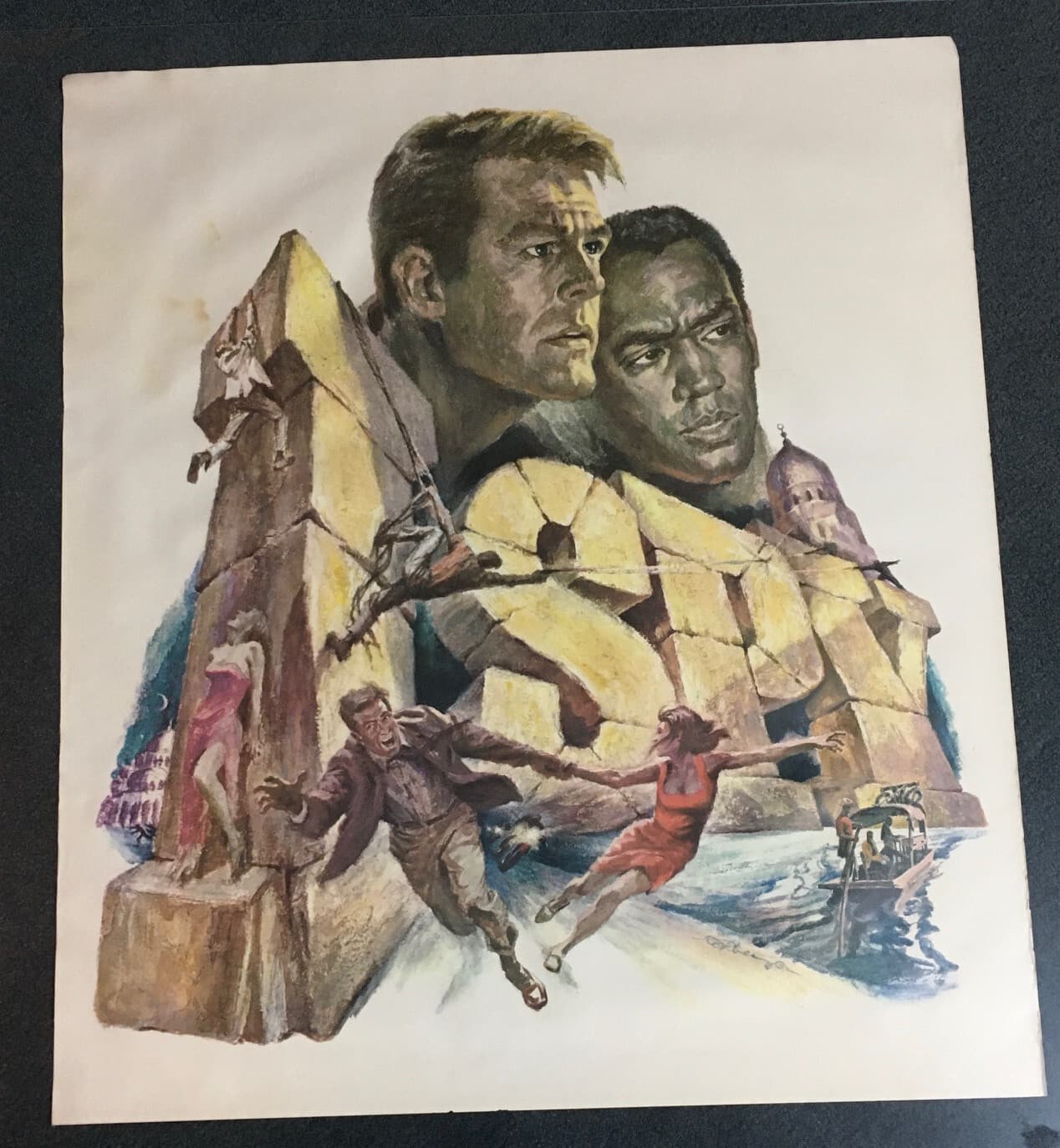 I SPY TV SHOW 1966 ORIGINAL 24x21 NBC PROMOTIONAL POSTER! GUSTAV REHBERGER ART!