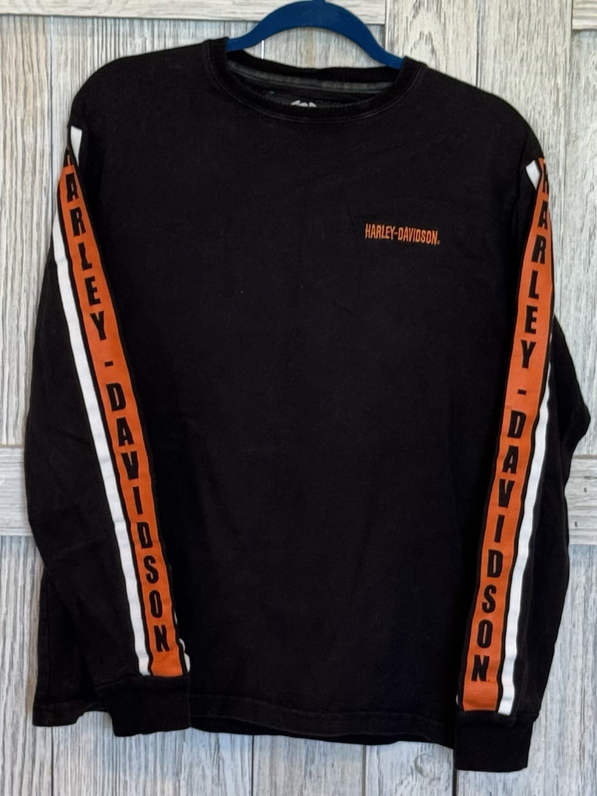 Vintage Harley Davidson Men's Embroidered L/S Tee SZ S Black Heavy Weight USA