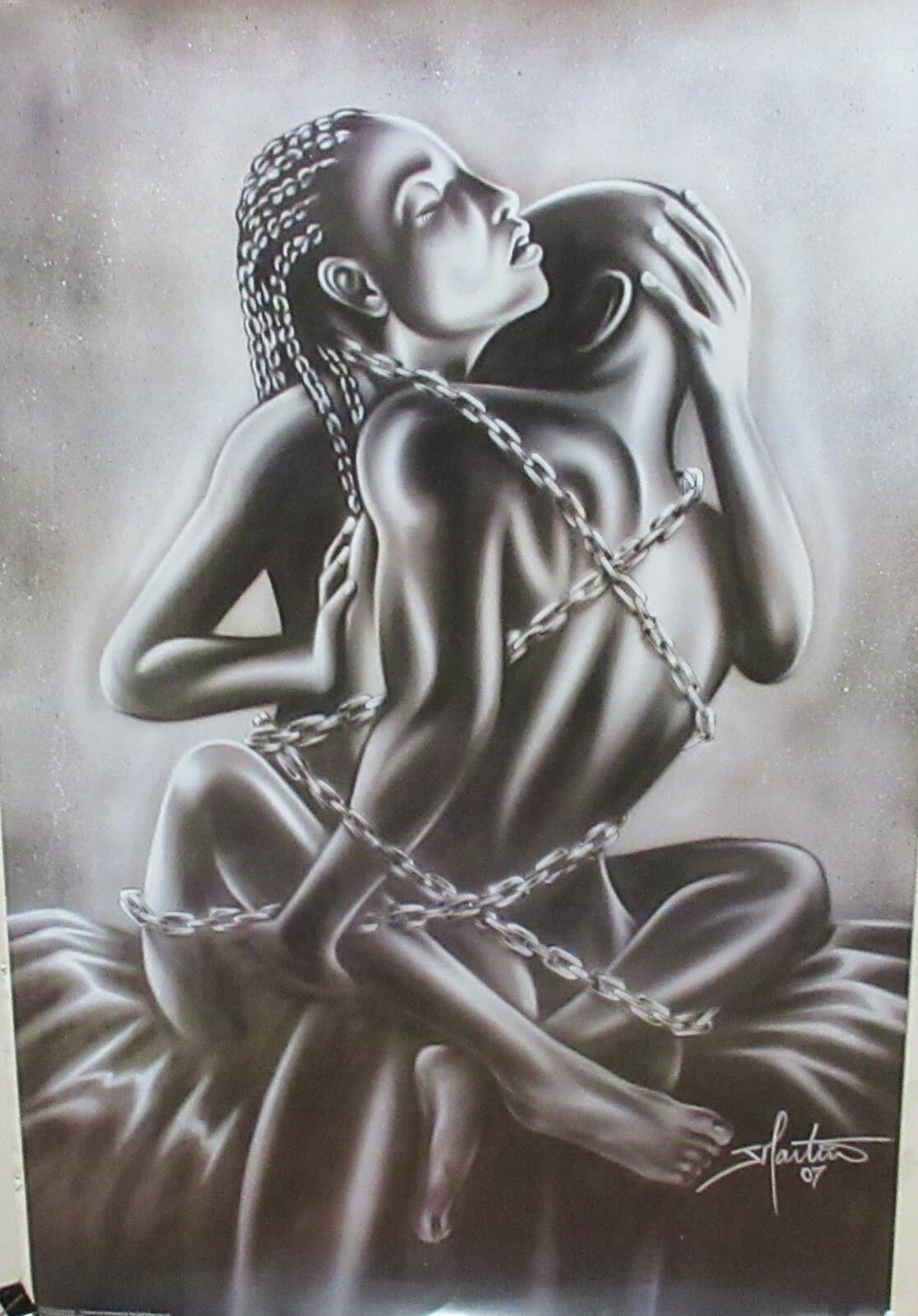 J. MARTIN AFRICAN AMERICAN LOVERS LARGE LITHOGRAPH