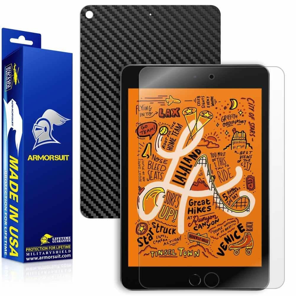 ArmorSuit iPad Mini 5 (4G LTE) Screen Protector + Black Carbon Fiber Skin USA