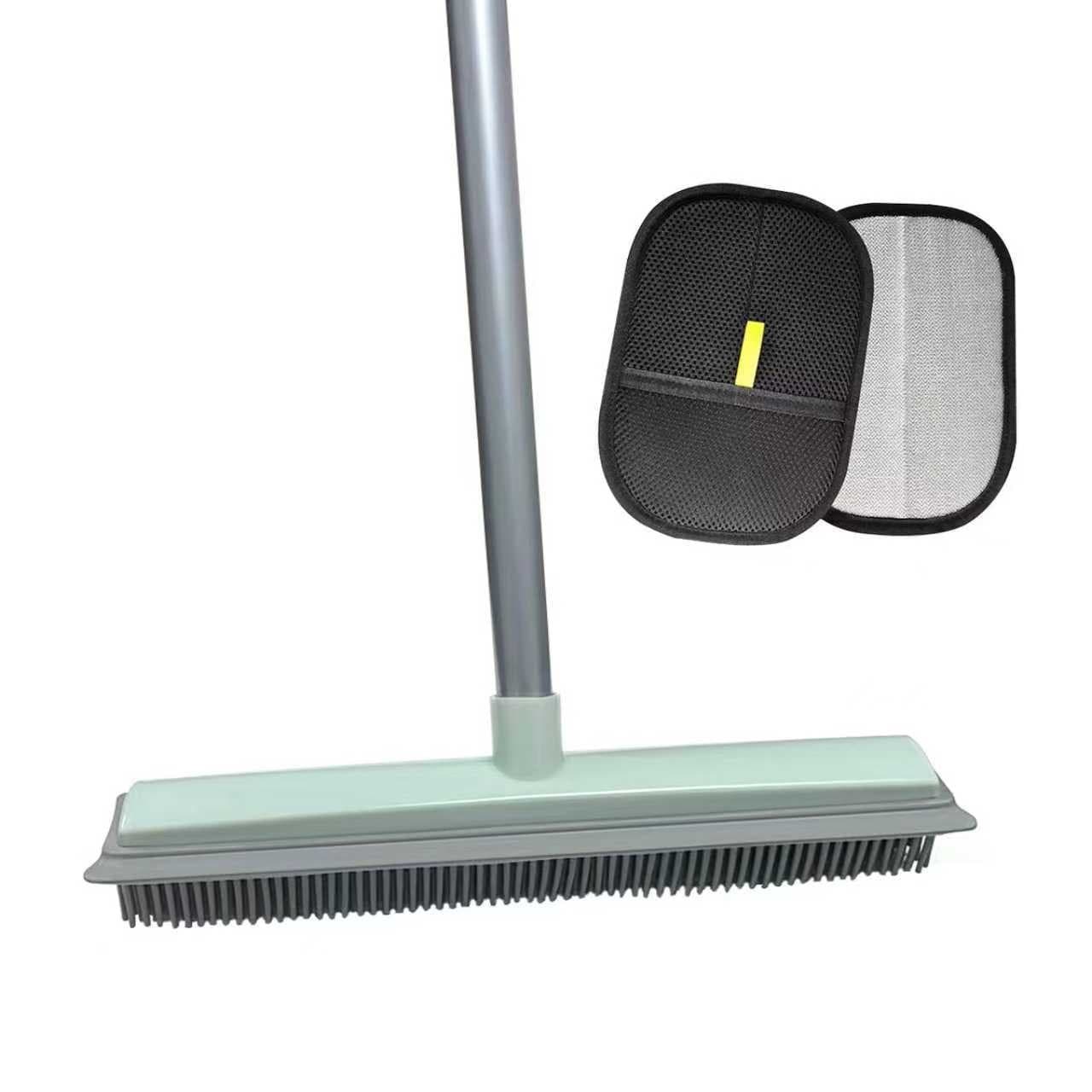 Pet Hair Removal Rubber Broom + Reusable Electrostatic Pet Hair Removal Glove