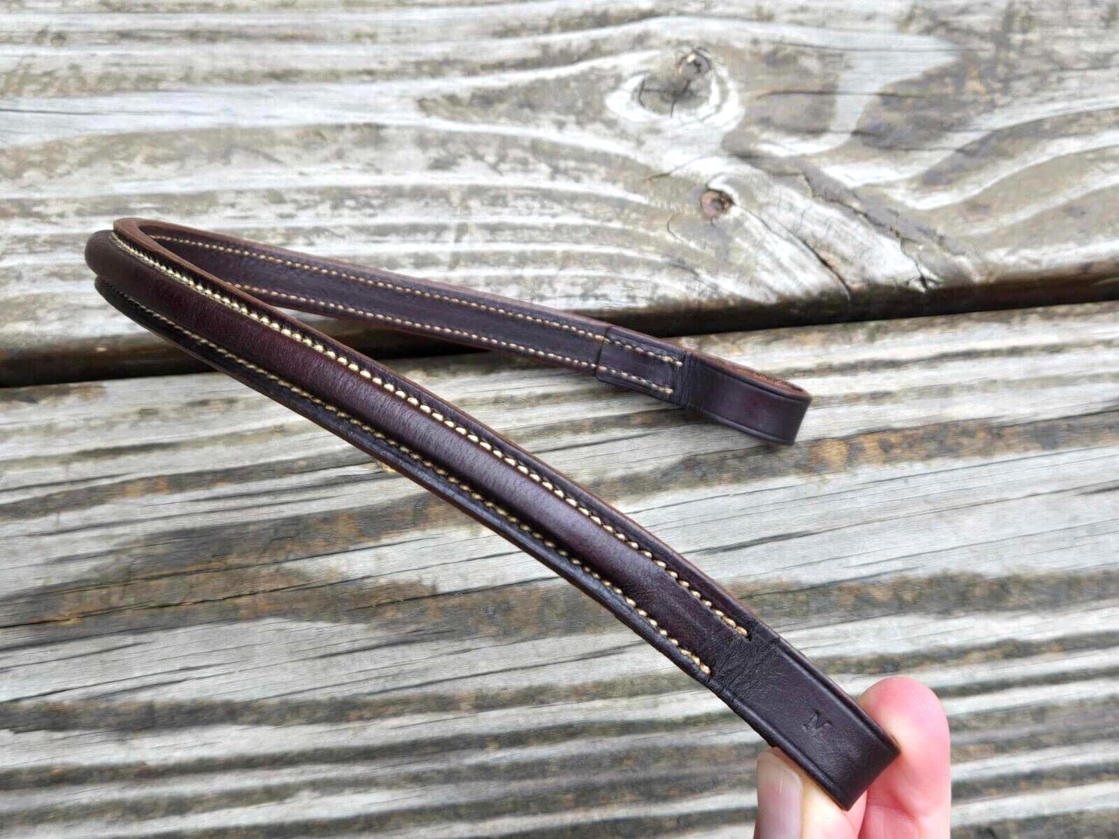 Devoucoux Dark Brown Square Raised English Hunter Browband - Size Medium