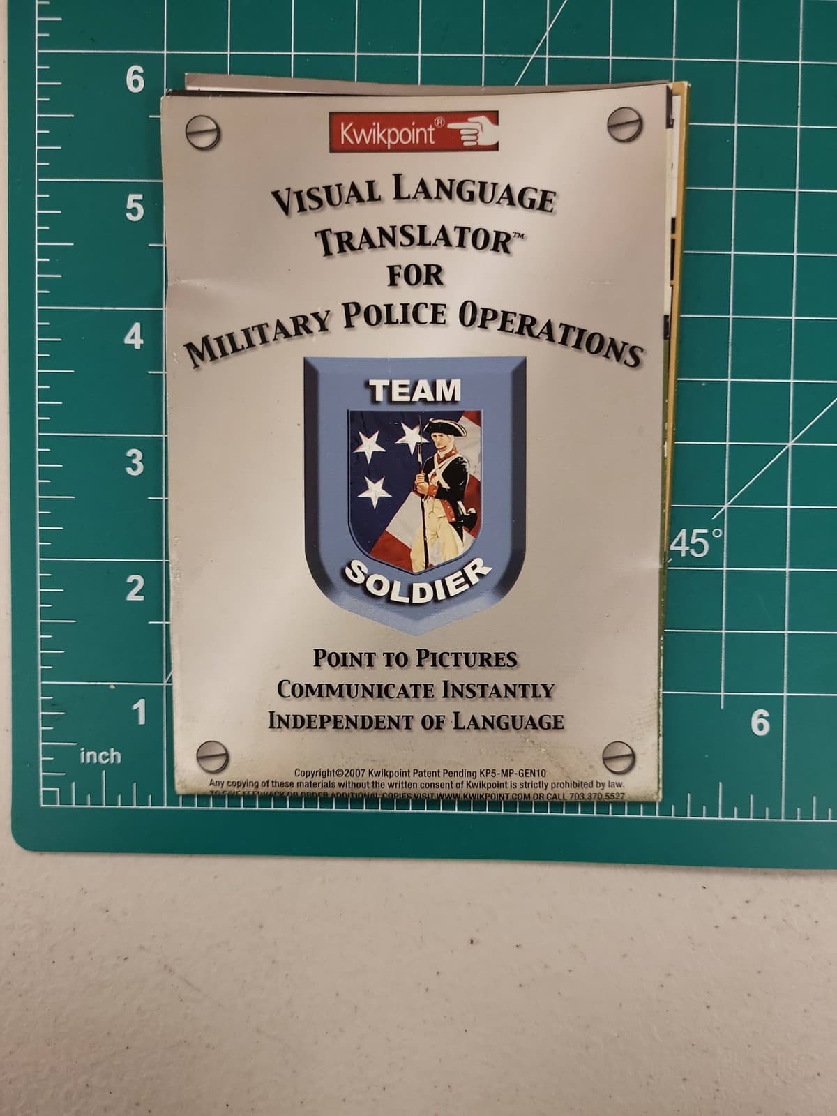Kwikpoint Visual Language Translator Military Police Operations Guide Book