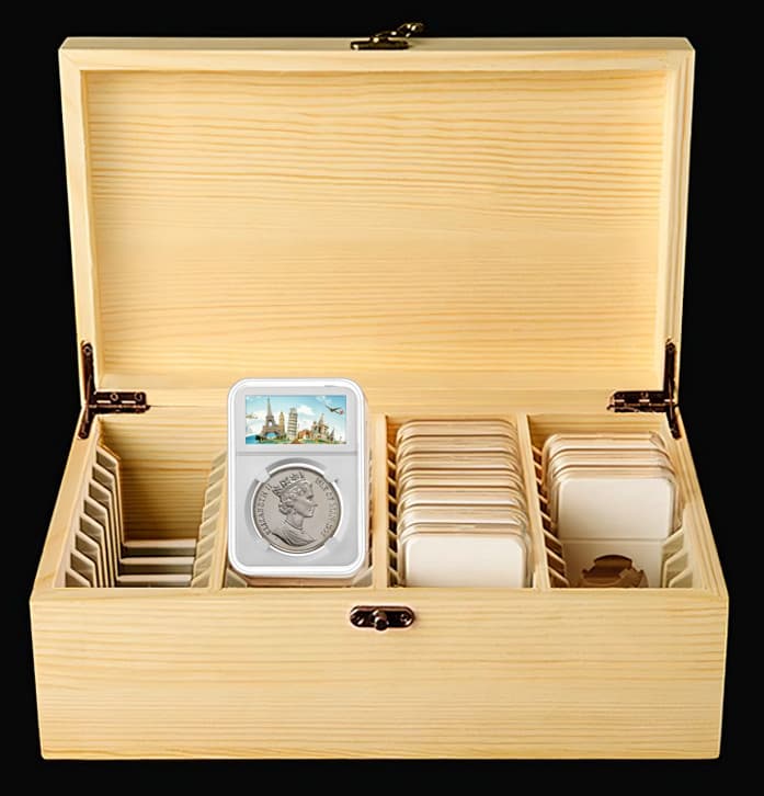 Wooden Coin Slab Case for 40 PCGS NGC ANACS Slabs – Secure Display Box