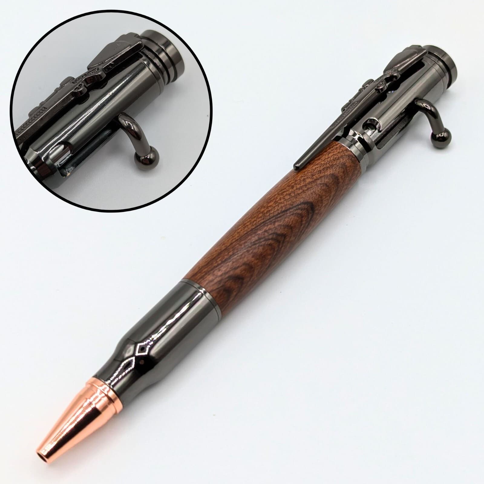 Bolt Action Pen Bullet Gunmetal Wood Material Great Gift Dad Friend Groomsman