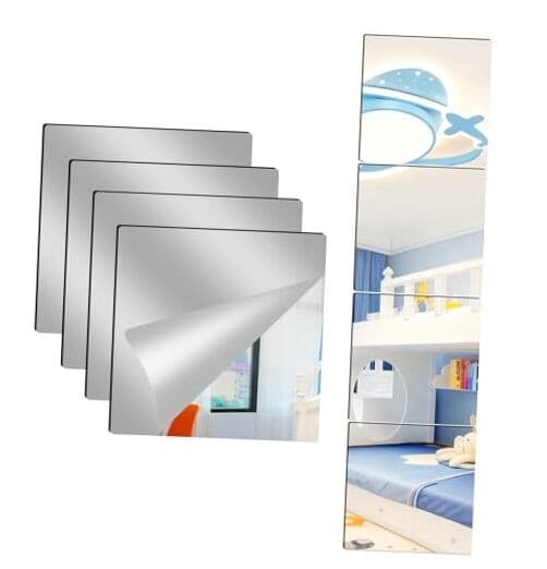 4 Pack Acrylic Mirrors for Wall,20 x 20 Inch Self Adhesive 20"X20"-4Pcs