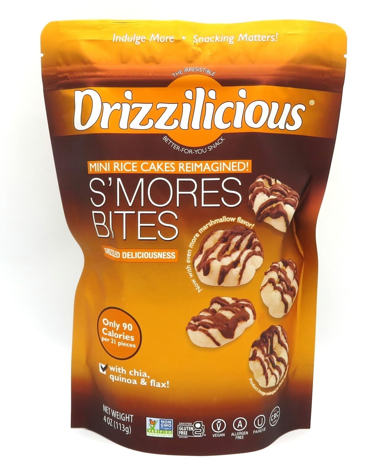 Drizzilicious S'mores Bites Mini Rice Cakes Gluten Free Vegan Quinoa Chia 4oz.