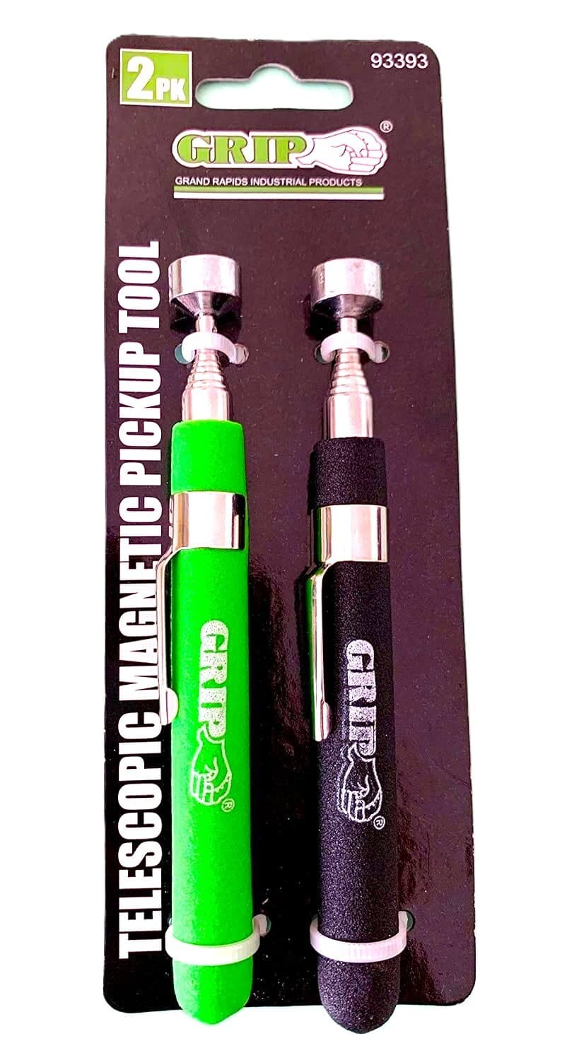 Grip 2pk Telescopic Magnetic Pickup Tools Pen Sized Extends 5" to 25" 93393