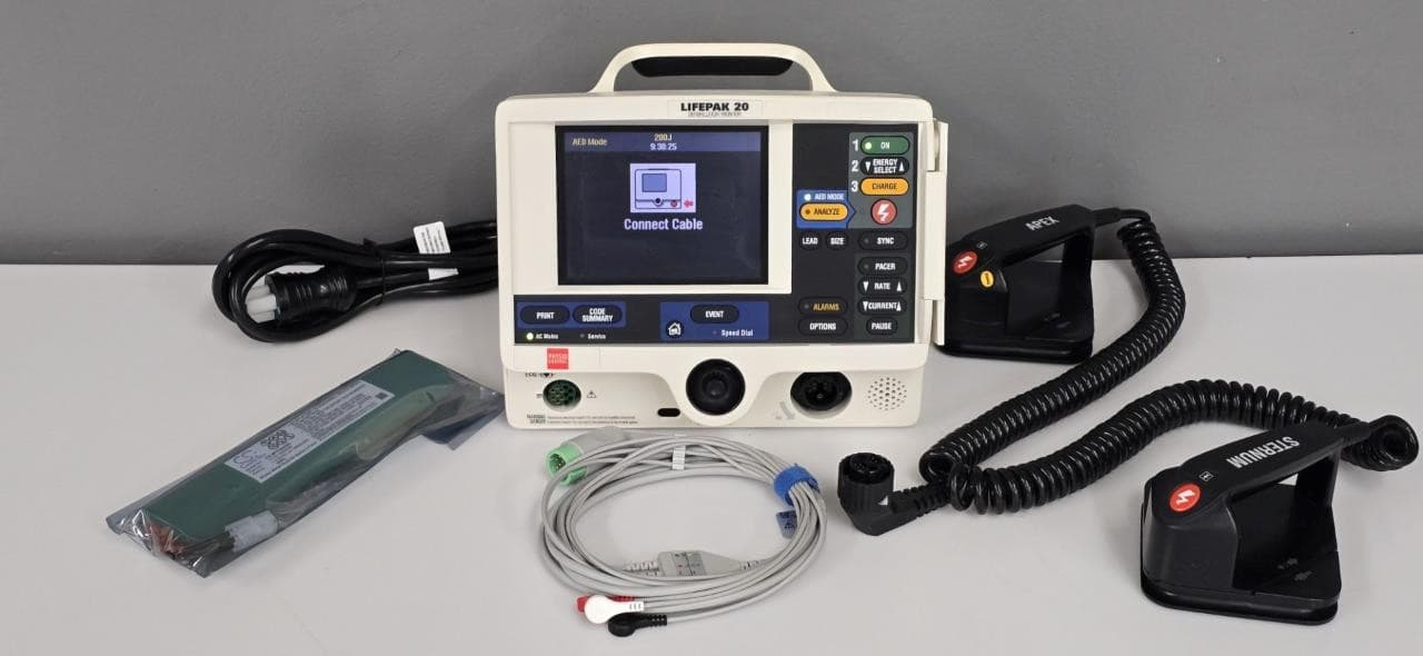 Physio-Control Lifepak 20 Biphasic 3 Lead ECG Pacing Analyze PADDLES battery