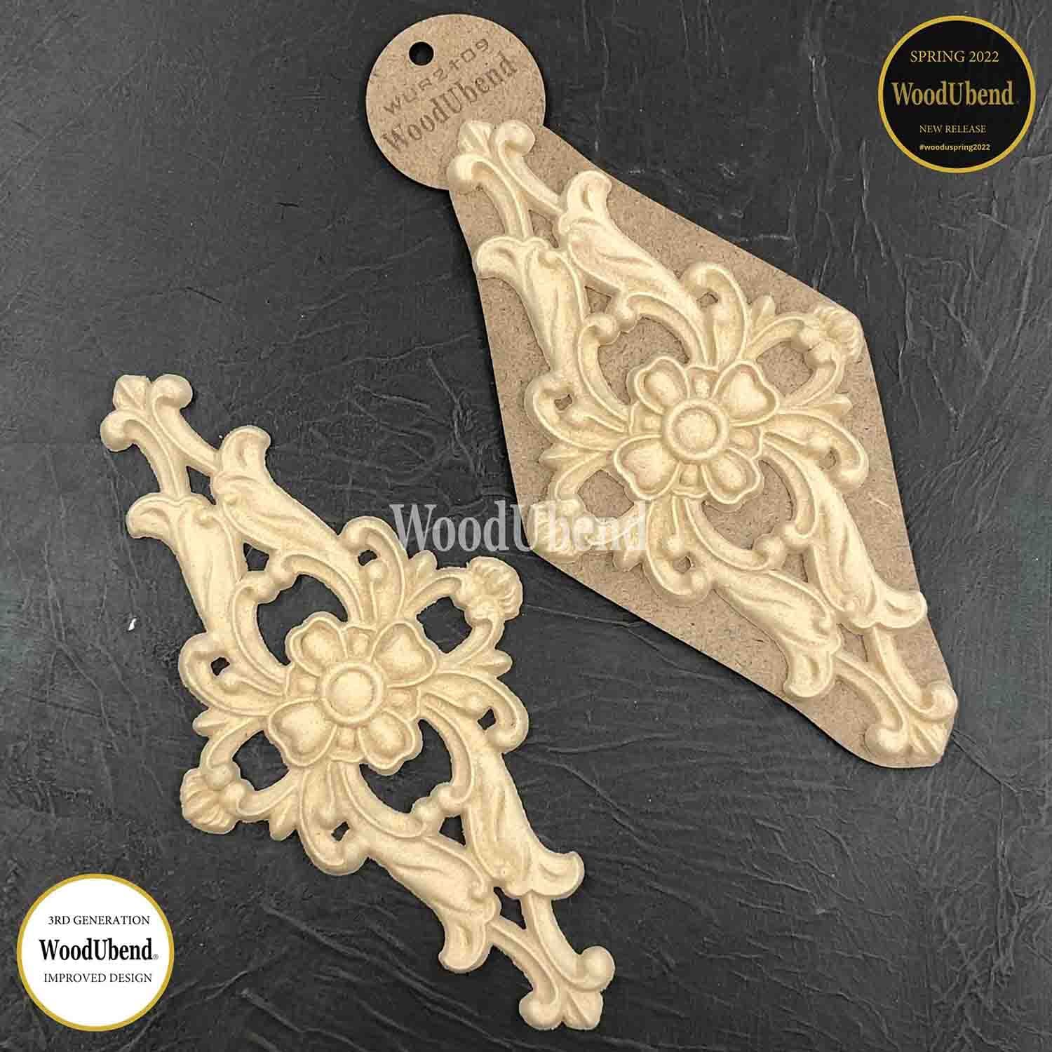 WoodUbend Heat Bendable Pack of Two Applique Medium Floral Centrepieces WUB2109