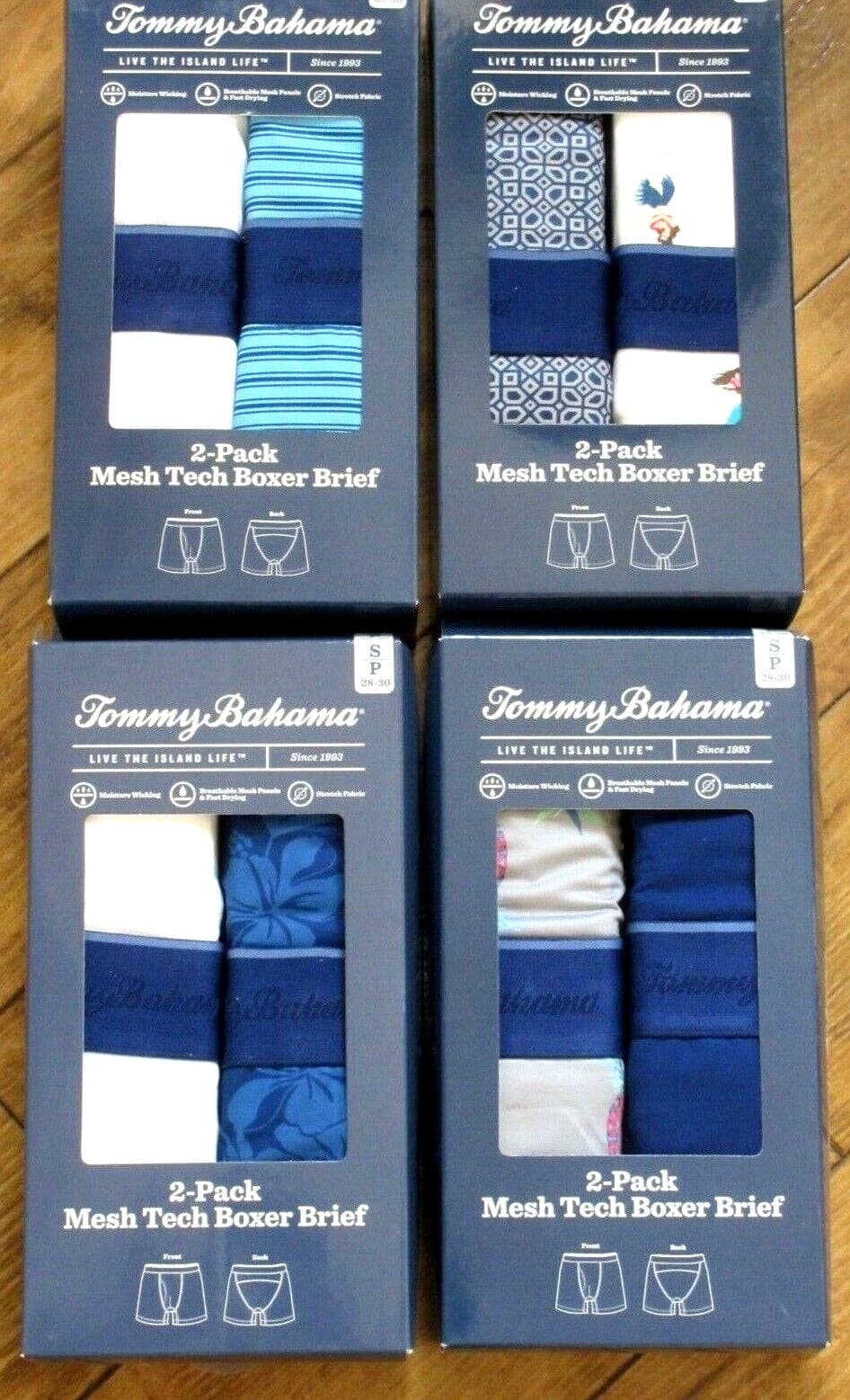 Tommy Bahama Men's Island Life 2 pack Mesh Tech Boxer Briefs NIB Ships Free