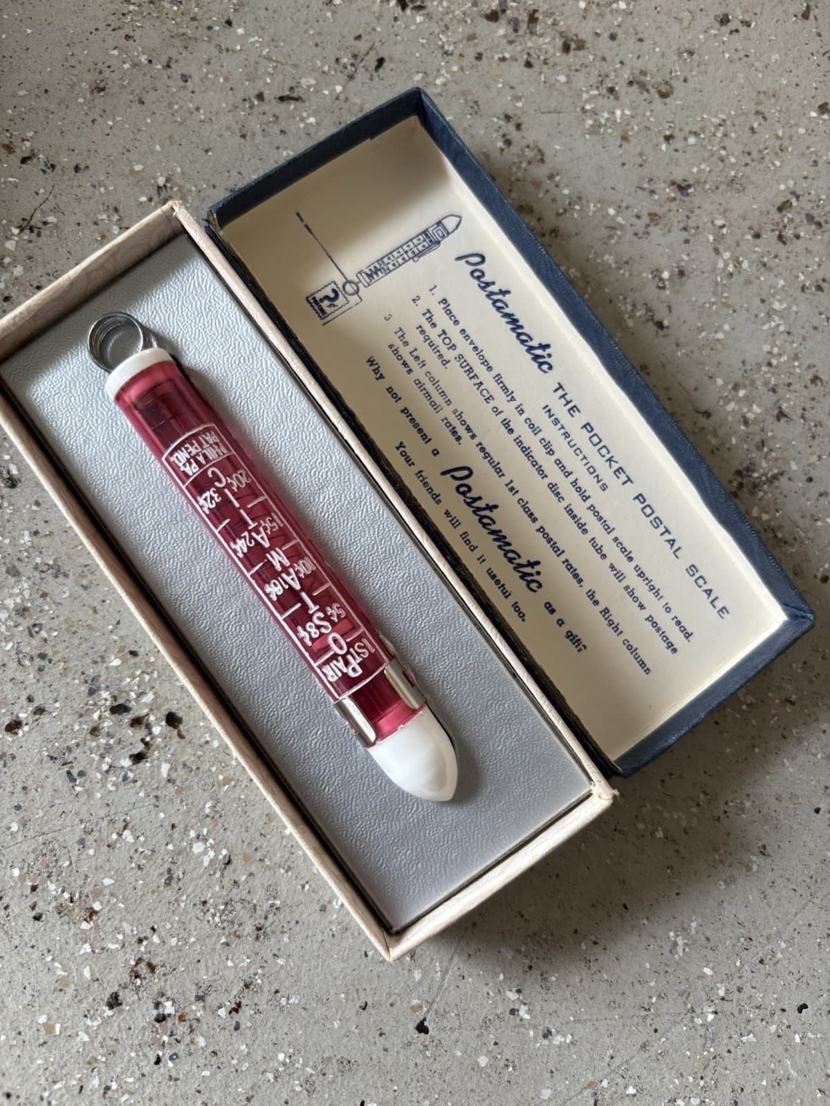 1950s Postamatic Pocket Postal Scale w/ Box Spring Loaded