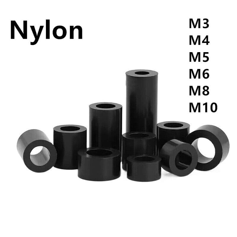 Black ABS Nylon Round Non-Thread Column Standoff Spacer Washer M3 M4 M5 M6-M10