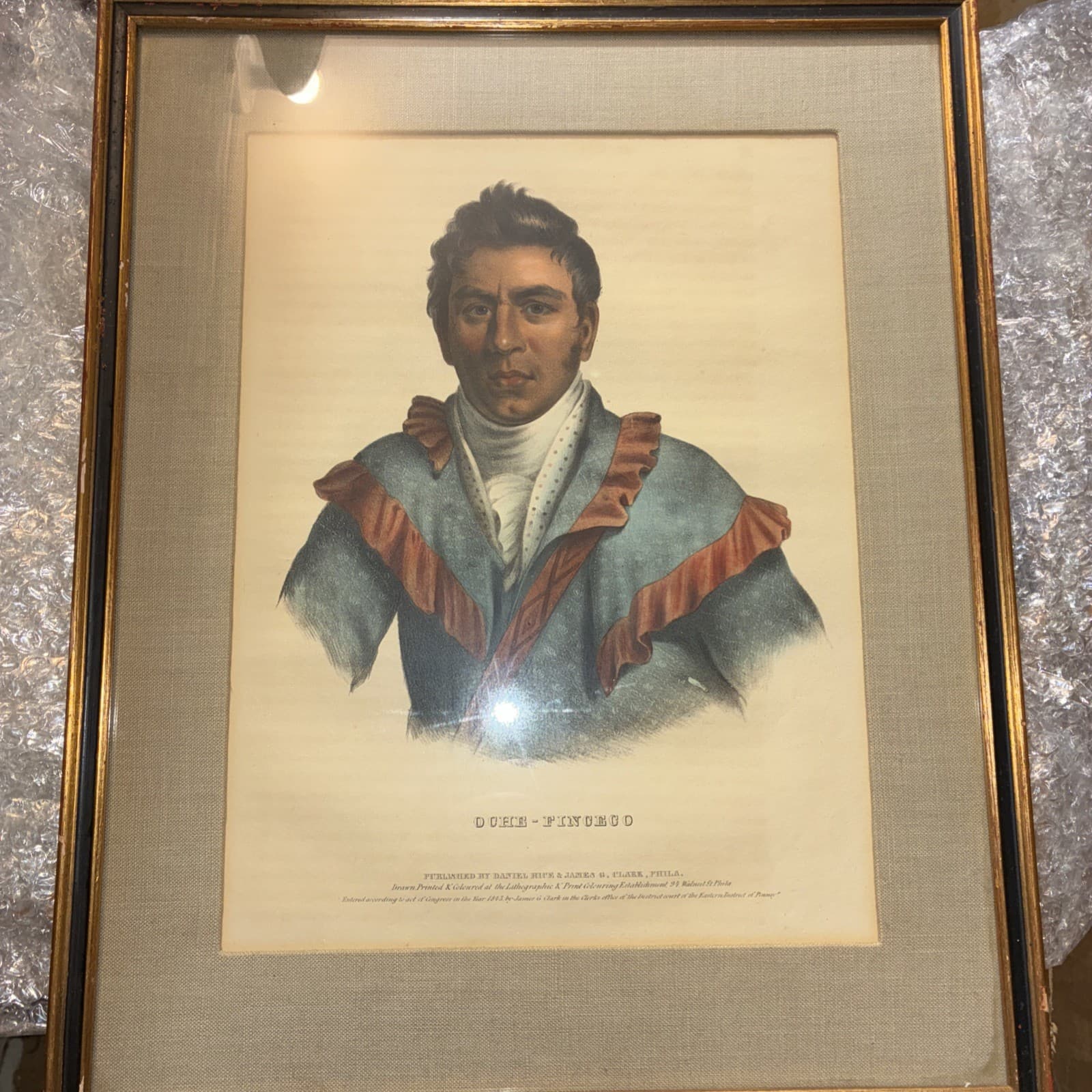 Chief OChe - Finceco Lithograph by D Rice & J Clark 1843