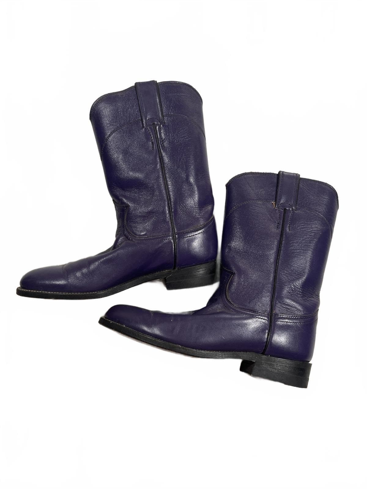 Justin Purple Leather Women's Ropers Western Cowboy Boots - Size 7 B Style L3758