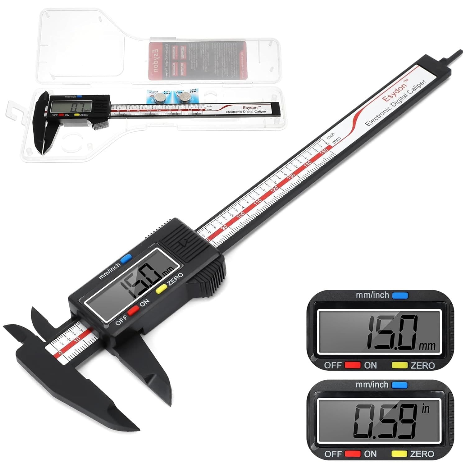Digital Caliper, Esydon Upgraded Calipers 6 inch, Measuring Tool, Electronic Rul