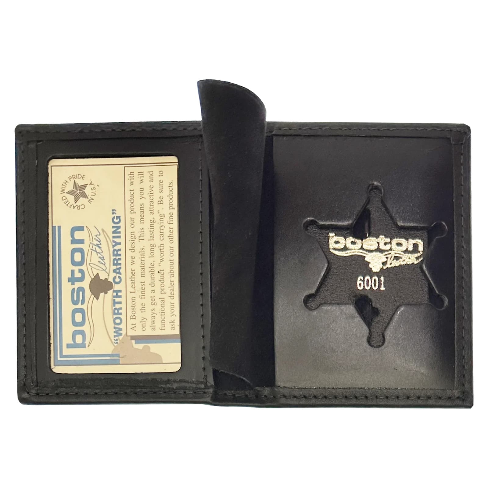 BOSTON LEATHER BOOK STYLE BADGE CASE: Illinois State Police Star Cutout (100-...