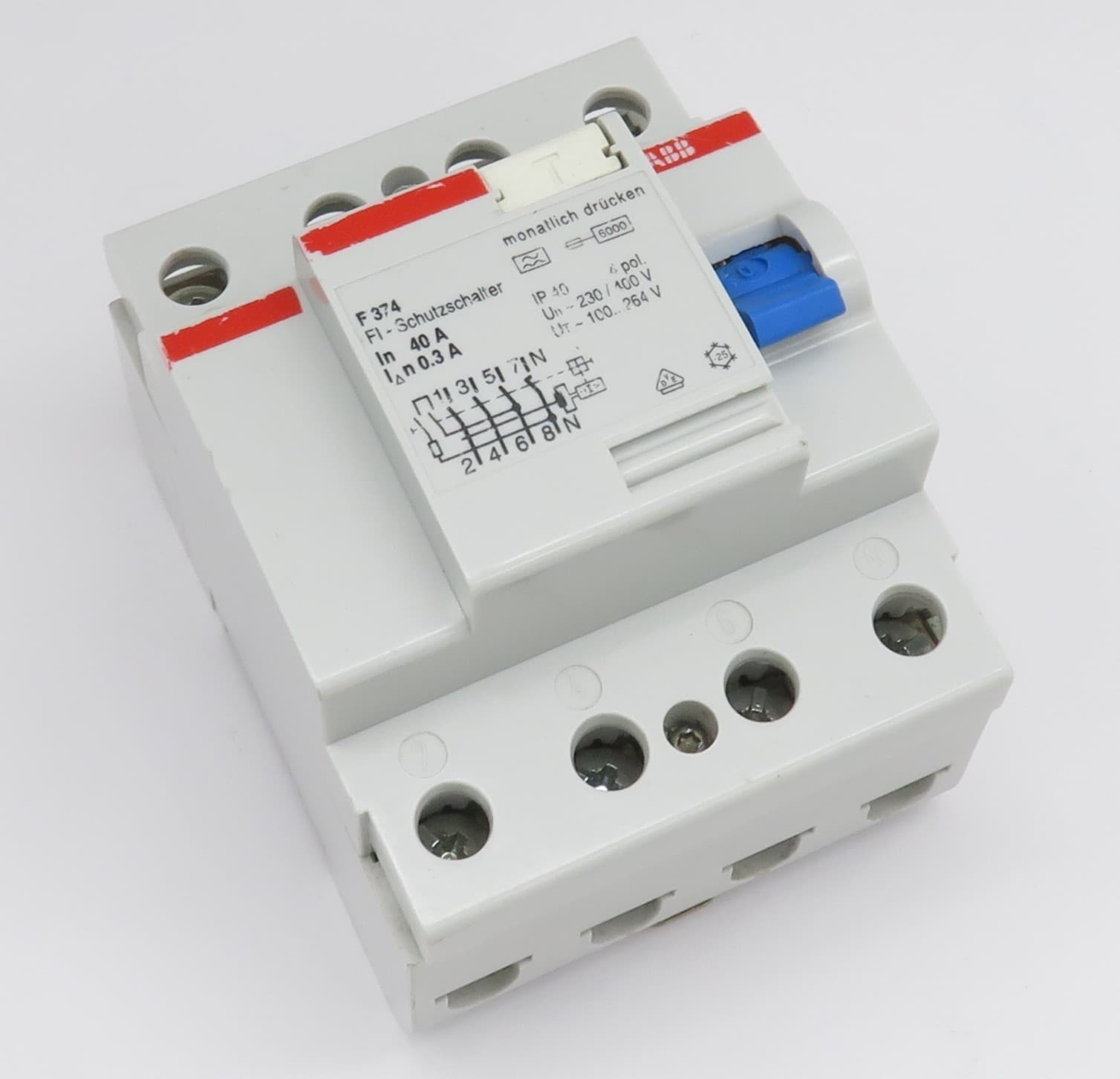 ABB F374-40/0.3 FI Circuit Breaker Type A Residual Current Circuit Breaker 40A 300mA 4 Pole