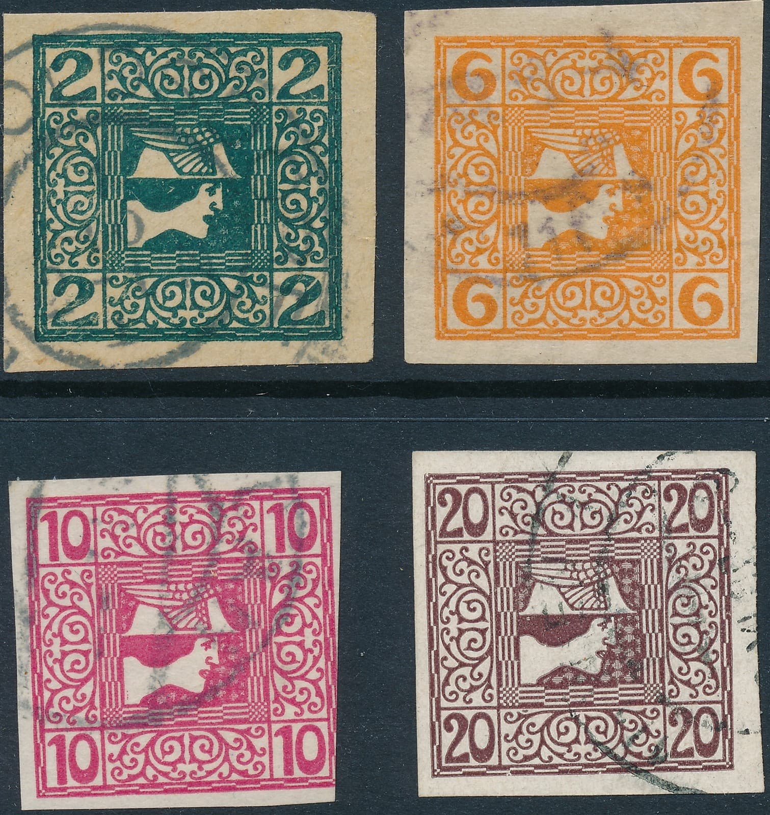Stamp Austria SC P15-18 1908 Issues of the Monarchy Mercury Imperforated Used