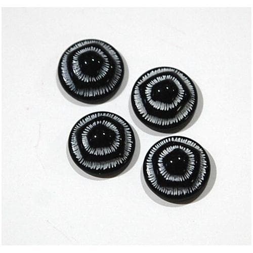 Vintage Black and White Etched Glass Cabochons 11mm cab457E