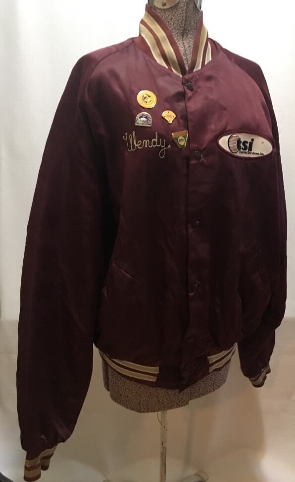 Softball Dugout Jacket Maroon Wendy Patches Pins Thermal Services Thunderbird XL