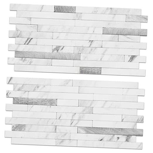 20 Sheets Faux Stone Peel and Stick Backsplash, White Marble Look PVC Wall