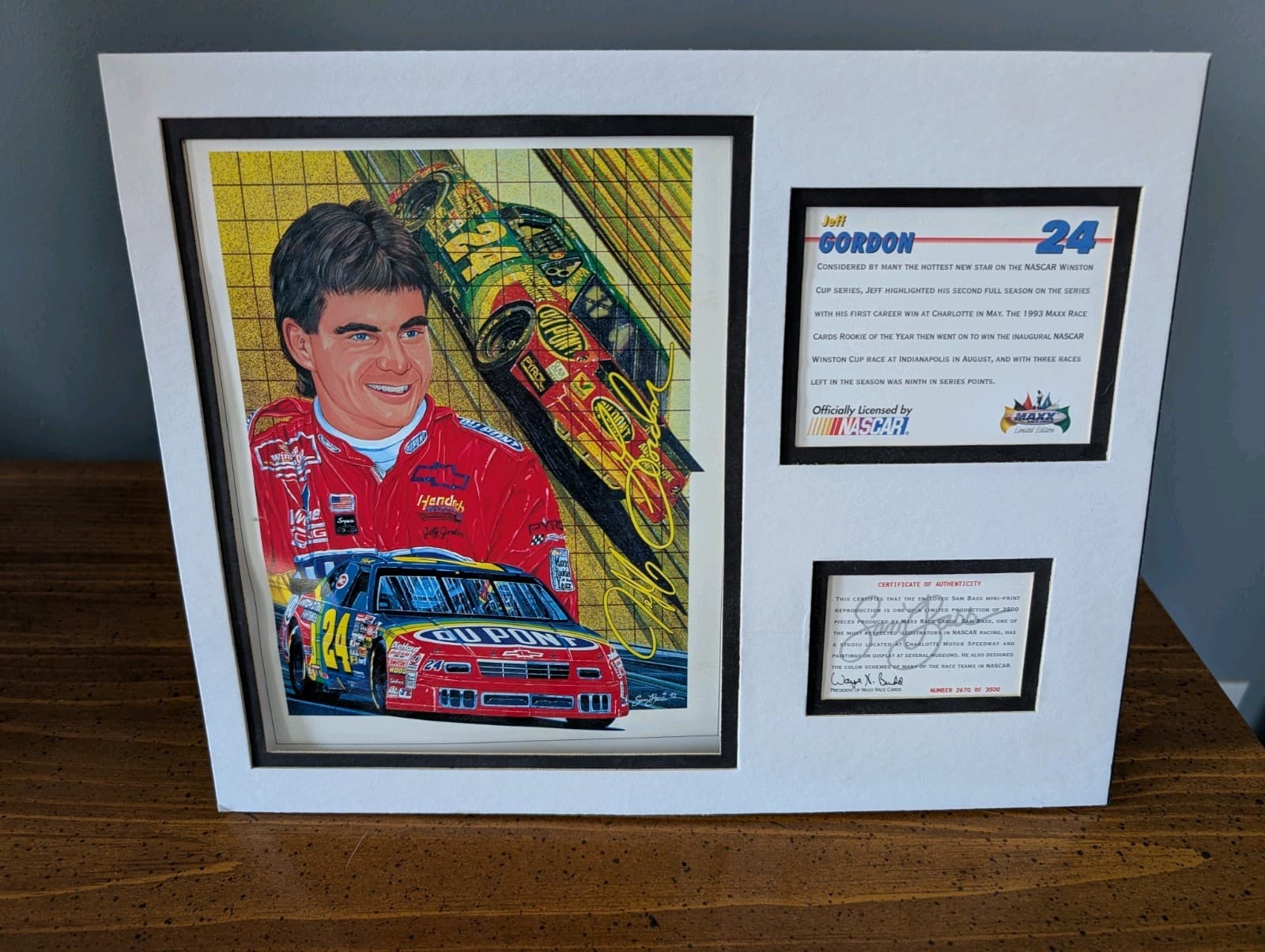 Jeff Gordon Limited Edition 2679 Of 5000 Sam Bass Poster 1993 14x11